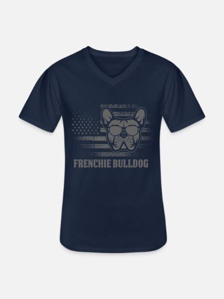 Frenchie Bulldog - Männer-T-Shirt mit V-Ausschnitt - Navy