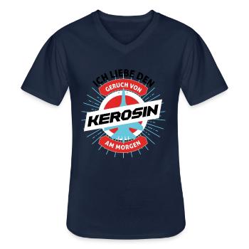 Kerosin Am Morgen - Flugzeug Pilot - Männer-T-Shirt mit V-Ausschnitt - Navy - Vorne - AI Model Male 178 dark (178cm)