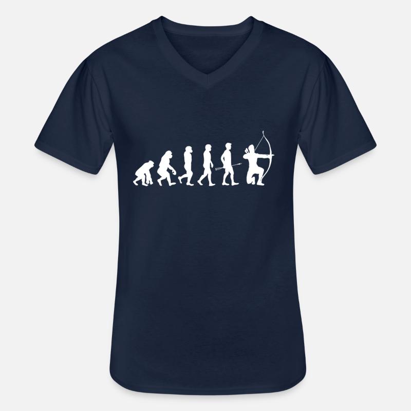 Evolution Vom Bogenschießen - Archery Evolution - Männer-T-Shirt mit V-Ausschnitt - Navy