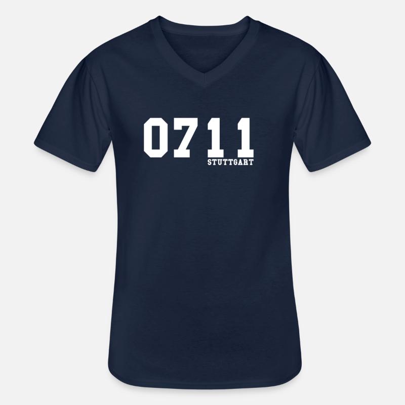 0711 StuttgartStadt Liebe - Männer-T-Shirt mit V-Ausschnitt - Navy