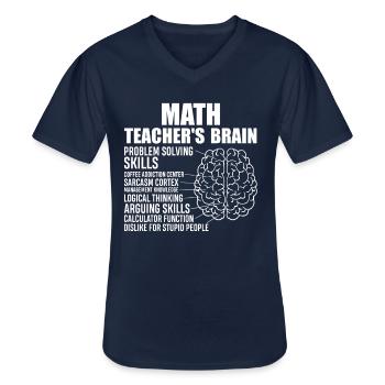 Math Teachers Brain | Lustiges Mathelehrer Shirt - Männer-T-Shirt mit V-Ausschnitt - Navy - Vorne - AI Model Male 178 dark (178cm)