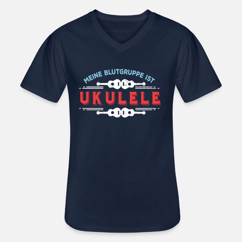 Blutgruppe Ukulele - Ukulele - Männer-T-Shirt mit V-Ausschnitt - Navy