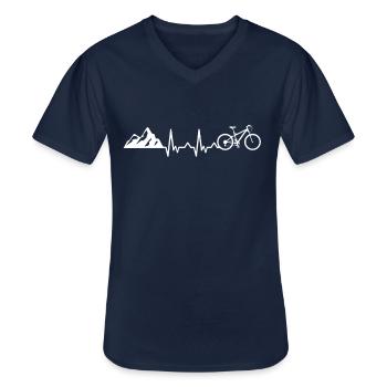 herzschlag berge fahrrad Bike Downhill Geschenk - Männer-T-Shirt mit V-Ausschnitt - Navy - Vorne - AI Model Male 178 dark (178cm)
