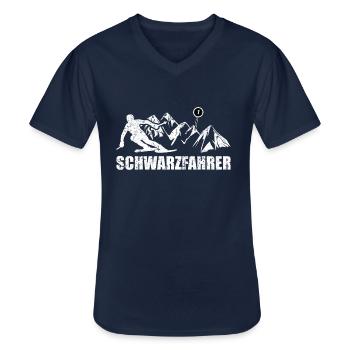Schwarzfahrer Cooler Ski Fahrer Spruch - Männer-T-Shirt mit V-Ausschnitt - Navy - Vorne - AI Model Male 178 dark (178cm)