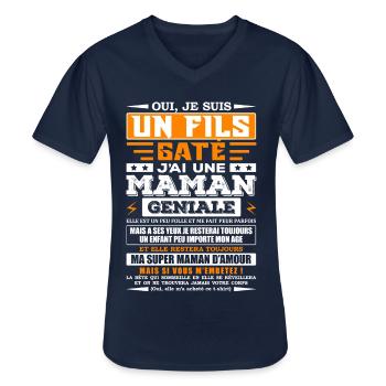 CADEAU MAMAN POUR SON FILS - T-shirt col V Homme - marine - Devant - AI Model Male 178 dark (178cm)