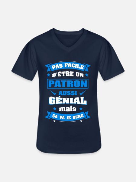 PATRON GÉNIAL - T-shirt col V Homme - marine