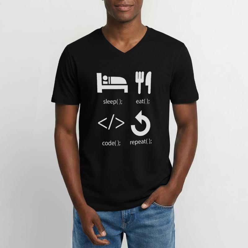 Développeur de programmeur - Eat Sleep Code Repeat T-shirt col V Homme