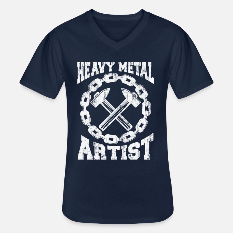 Blacksmith locksmith metalworker iron - Men's V-Neck T-Shirt - navy