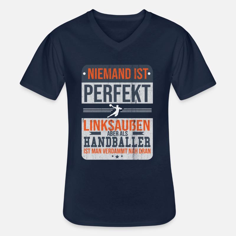 Handball - Männer-T-Shirt mit V-Ausschnitt - Navy