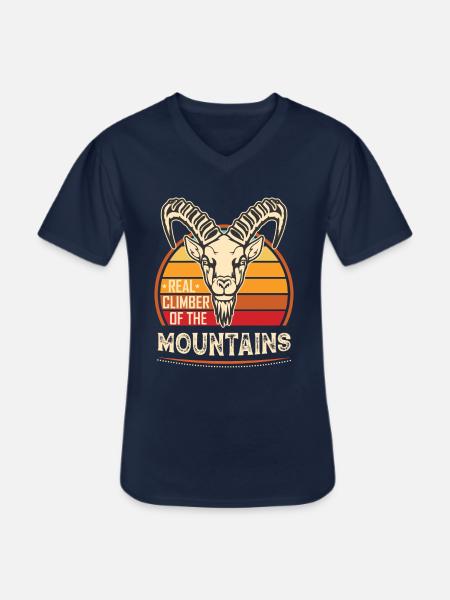 Capricorne Climber Goat Mountains - T-shirt col V Homme - marine