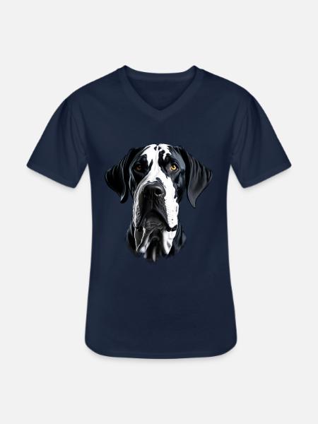 Dogge - Great Dane - Men's V-Neck T-Shirt - navy