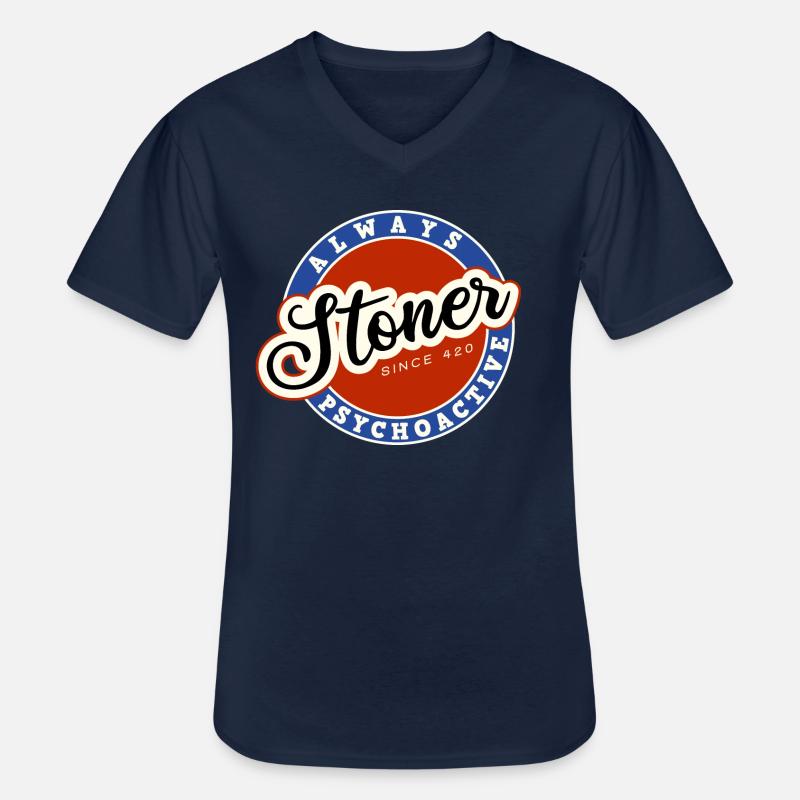STONER - Männer-T-Shirt mit V-Ausschnitt - Navy