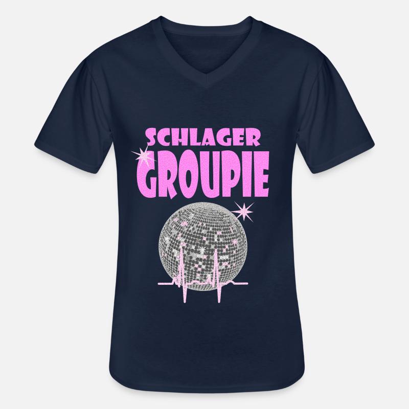 SCHLAGERGROUPIE rosa - Männer-T-Shirt mit V-Ausschnitt - Navy