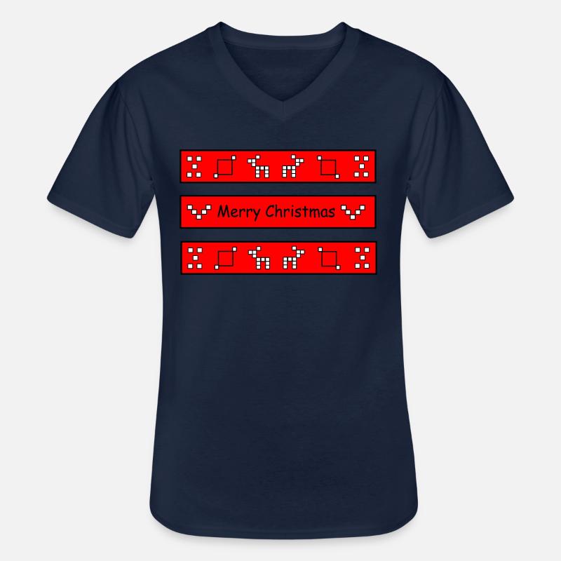 Nordische Weihnachts Muster - Männer-T-Shirt mit V-Ausschnitt - Navy