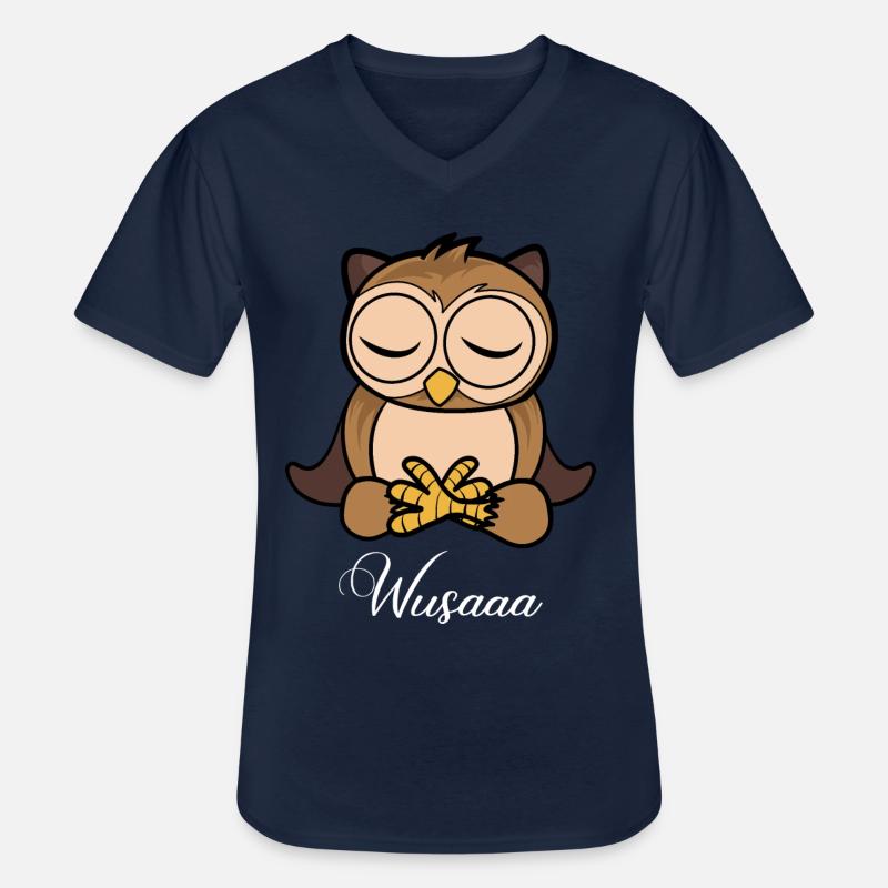 Auszeit Durchatmen Wusaaa Eule - Männer-T-Shirt mit V-Ausschnitt - Navy