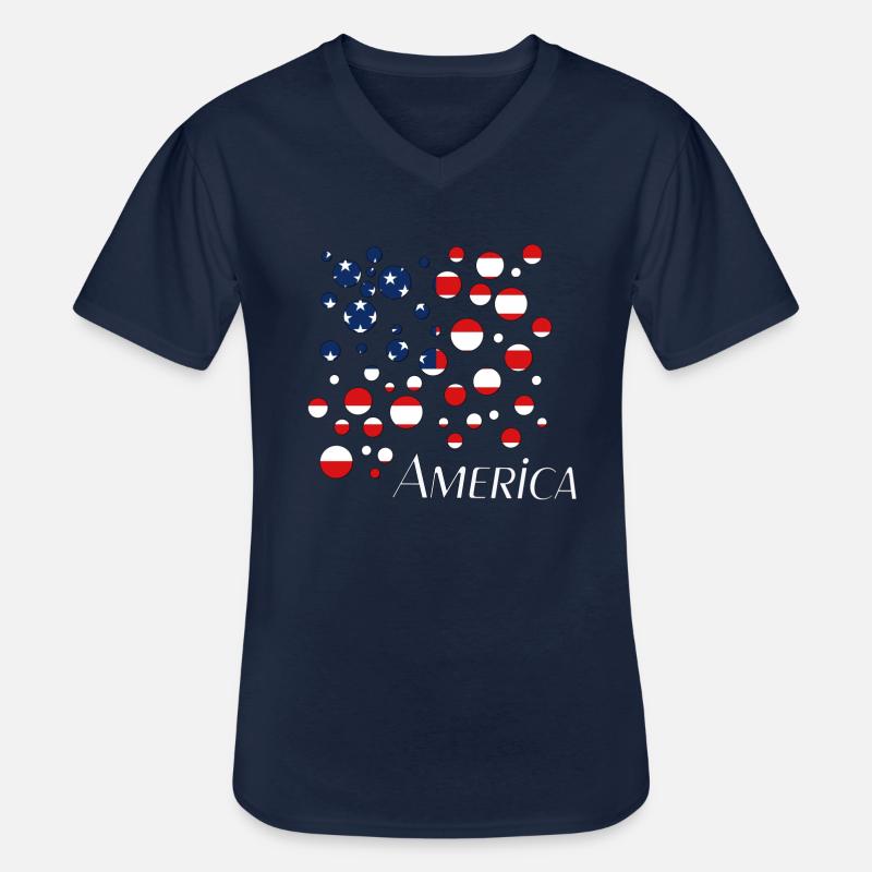 America - Männer-T-Shirt mit V-Ausschnitt - Navy