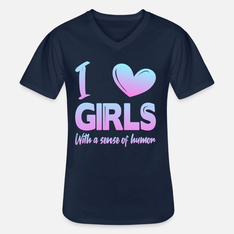 Ich liebe Mädchen - Männer-T-Shirt mit V-Ausschnitt - Navy