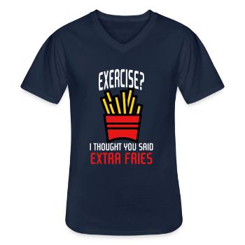 Roligt gym - T-shirt med V-ringning herr - marinblå - Fram - AI Model Male 178 dark (178cm)