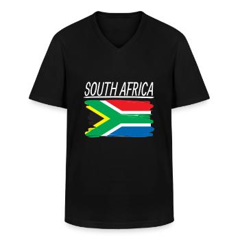 South Africa - Men's V-Neck T-Shirt - black - Front - AI Model Male 178 dark (178cm)