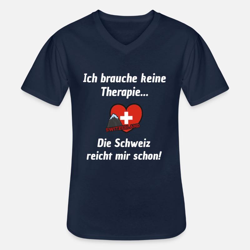 Schweiz - Männer-T-Shirt mit V-Ausschnitt - Navy