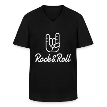 Rock n Roll - Men's V-Neck T-Shirt - black - Front - AI Model Male 178 dark (178cm)