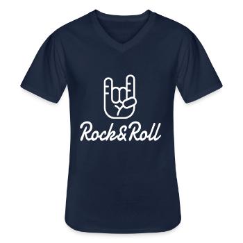 Rock n Roll - Men's V-Neck T-Shirt - navy - Front - AI Model Male 178 dark (178cm)