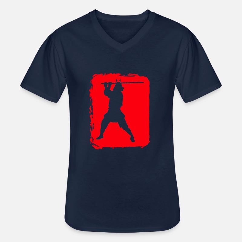 Samurai - Männer-T-Shirt mit V-Ausschnitt - Navy