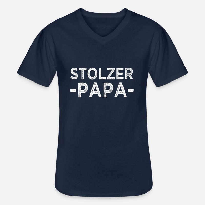 stolzer Papa - Männer-T-Shirt mit V-Ausschnitt - Navy