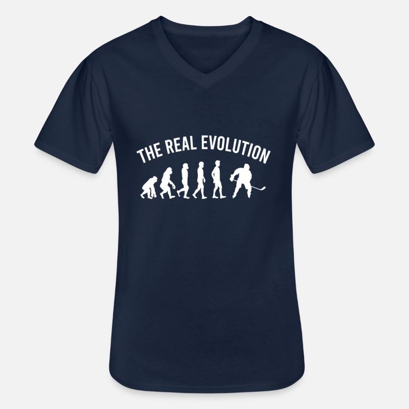 Eishockey Evolution - Männer-T-Shirt mit V-Ausschnitt - Navy