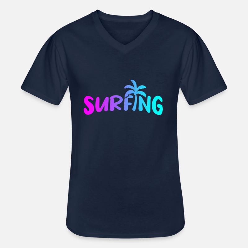 Surfing Retro - Männer-T-Shirt mit V-Ausschnitt - Navy