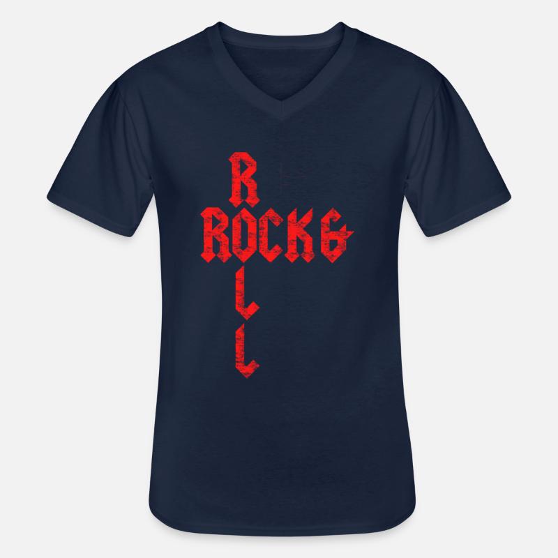 Rock and Roll - Männer-T-Shirt mit V-Ausschnitt - Navy