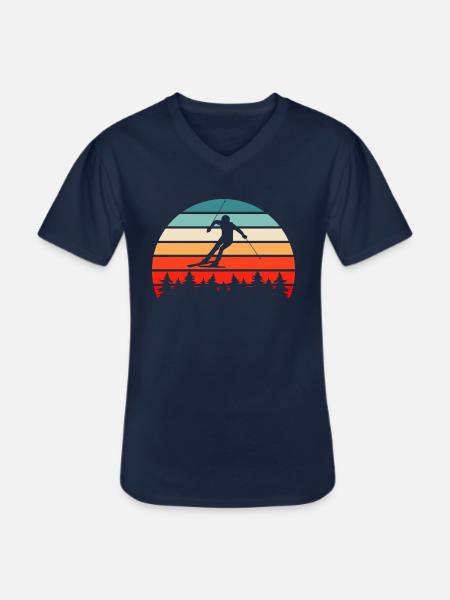 Ski Rétro - T-shirt col V Homme - marine