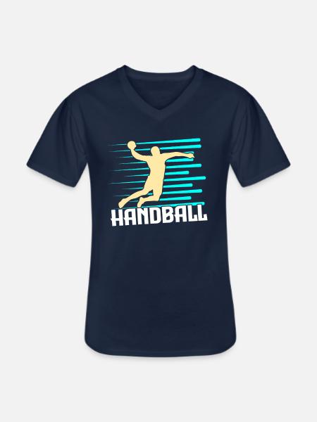 handball - T-shirt col V Homme - marine