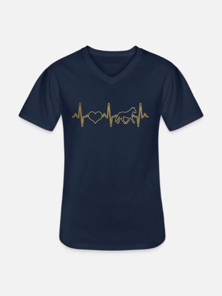 Pferd Herzschlag - Männer-T-Shirt mit V-Ausschnitt - Navy