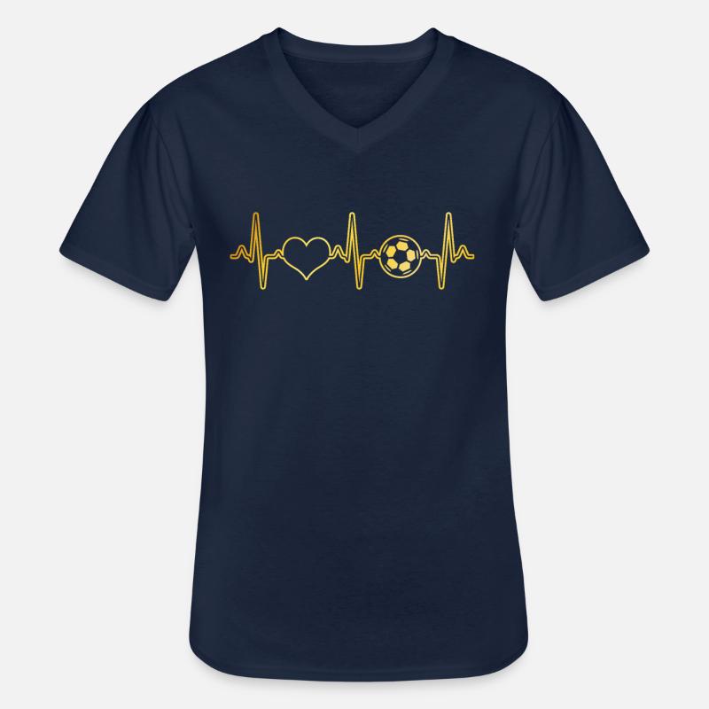 Fußball Herzschlag - Männer-T-Shirt mit V-Ausschnitt - Navy