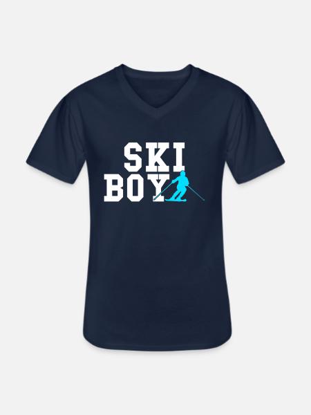 ski boy - Men's V-Neck T-Shirt - navy