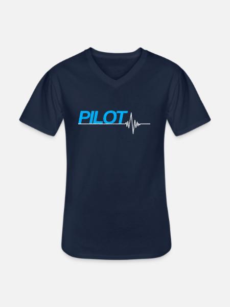 Pilot Herzschlag - Männer-T-Shirt mit V-Ausschnitt - Navy