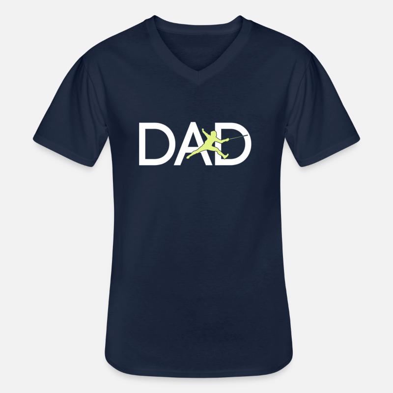 Fechten Papa - Männer-T-Shirt mit V-Ausschnitt - Navy