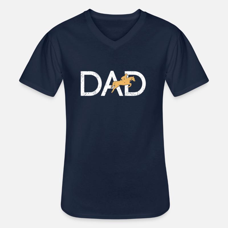 Monter à cheval Papa - T-shirt col V Homme - marine