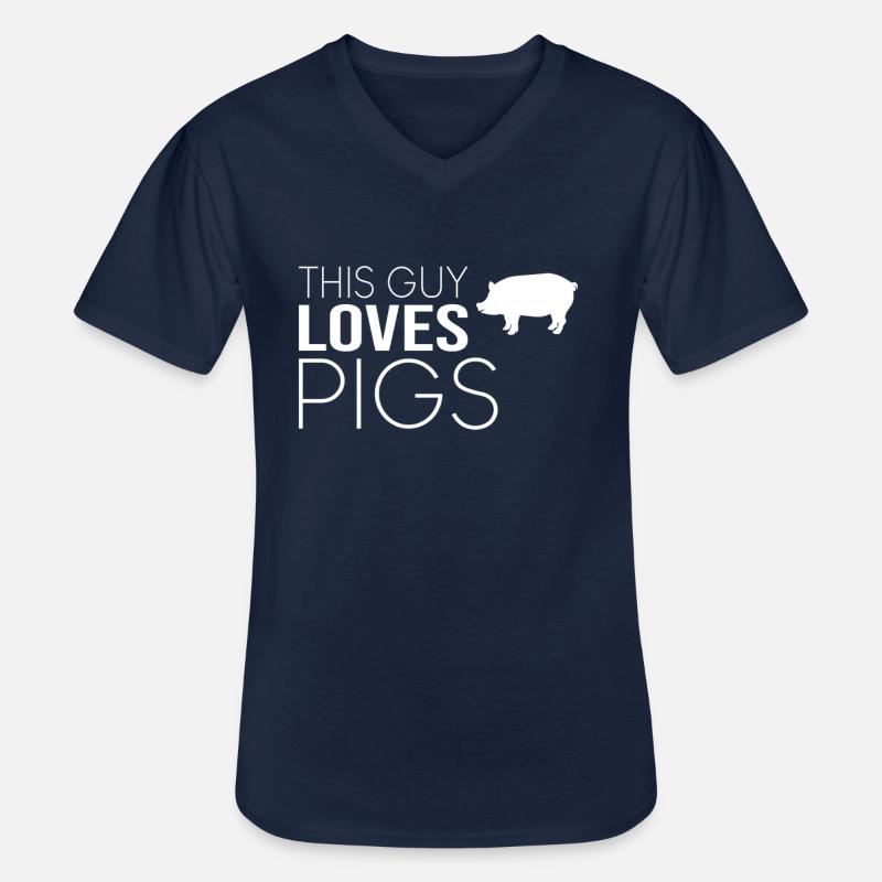 Typ Schwein Spruch - Männer-T-Shirt mit V-Ausschnitt - Navy