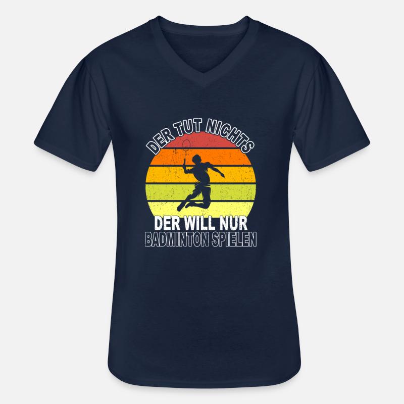 Badminton Spruch - Männer-T-Shirt mit V-Ausschnitt - Navy
