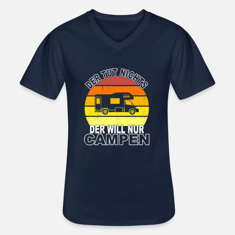 Campen Spruch - Männer-T-Shirt mit V-Ausschnitt - Navy