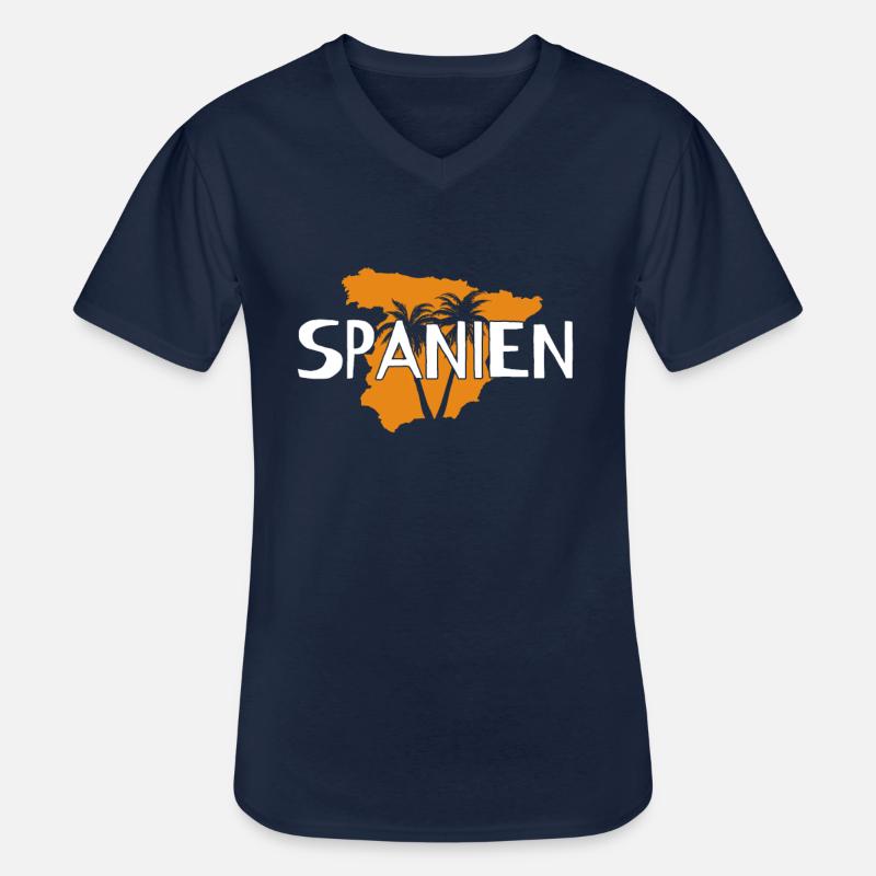 Spanien - Männer-T-Shirt mit V-Ausschnitt - Navy