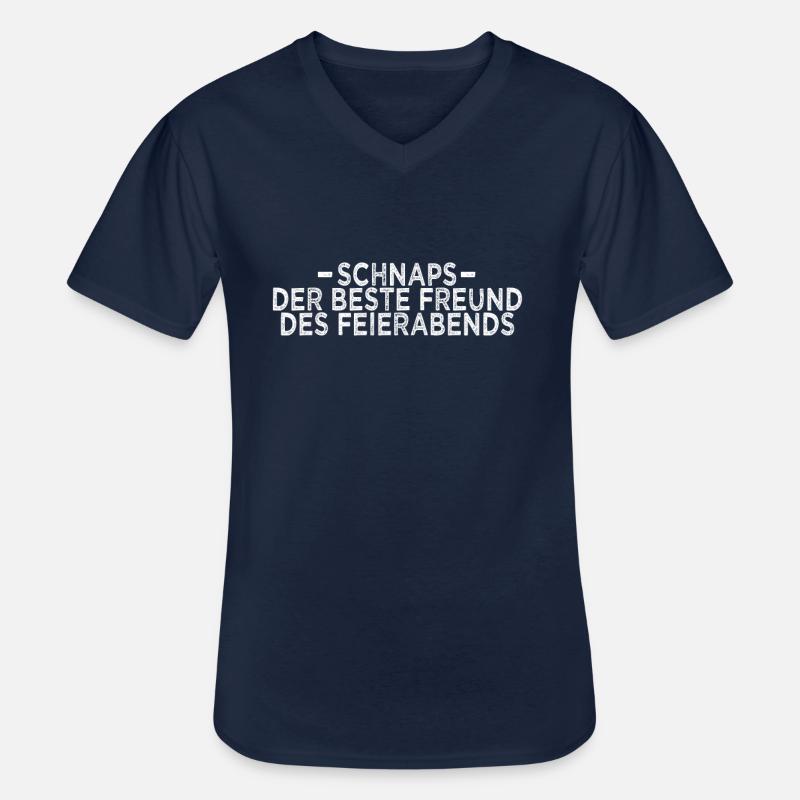 Schnaps Feierabend Spruch - Männer-T-Shirt mit V-Ausschnitt - Navy
