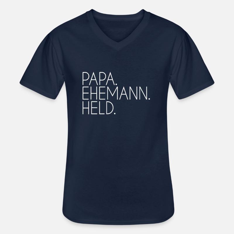 Papa Ehemann Held - Männer-T-Shirt mit V-Ausschnitt - Navy