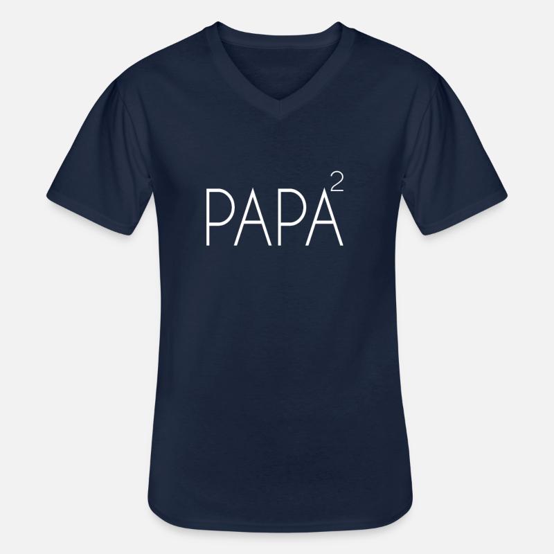 Papa von 2 Kindern - Männer-T-Shirt mit V-Ausschnitt - Navy