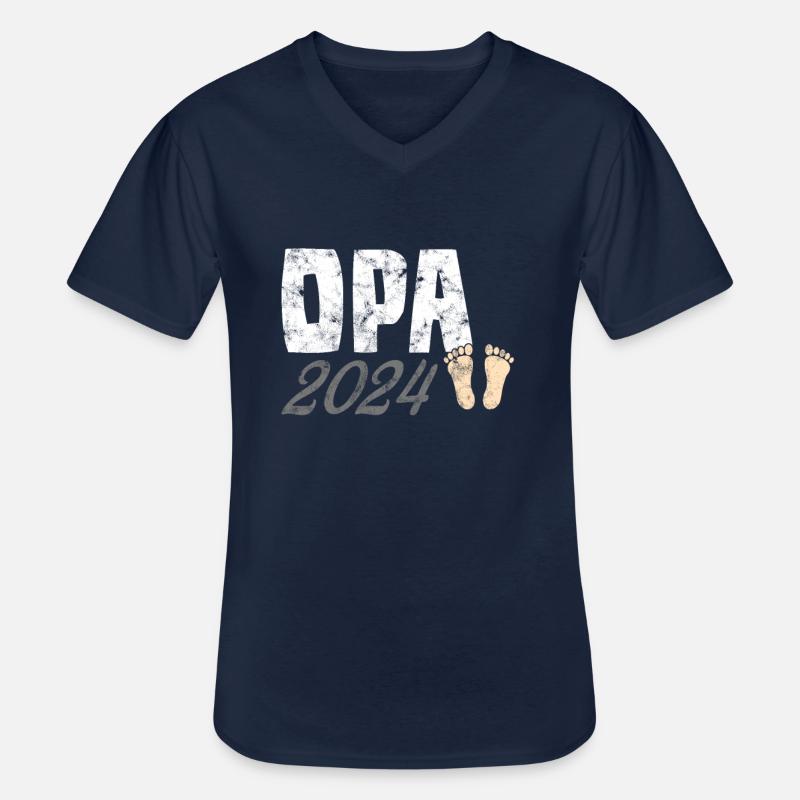 Opa 2024 - Männer-T-Shirt mit V-Ausschnitt - Navy