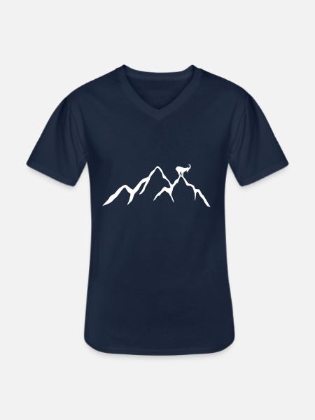 Mountain with ibex - Men's V-Neck T-Shirt - navy
