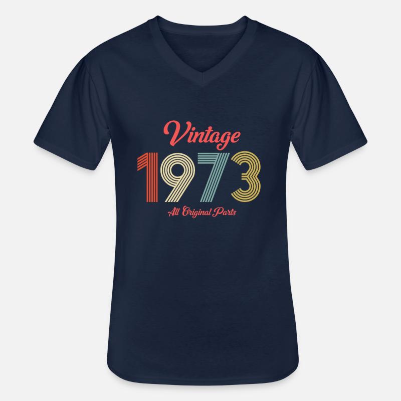 1973 - Männer-T-Shirt mit V-Ausschnitt - Navy