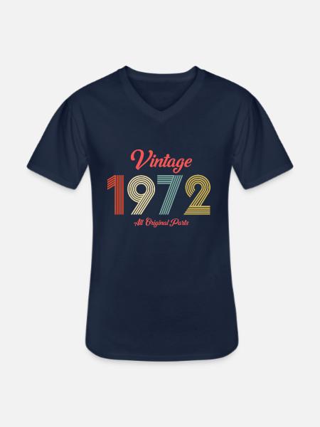 1972 - Männer-T-Shirt mit V-Ausschnitt - Navy
